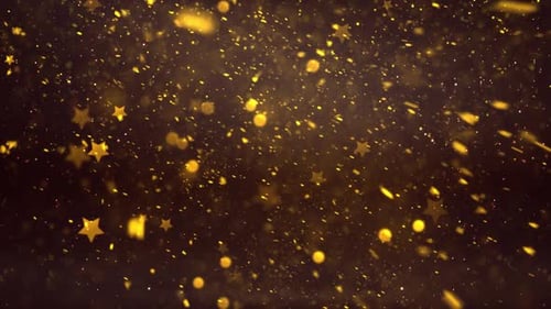 Golden Glittering Particle and Star Bokeh Background Loop