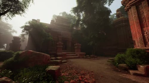 Mayan Temple Surrounded By Trees and Bushes
