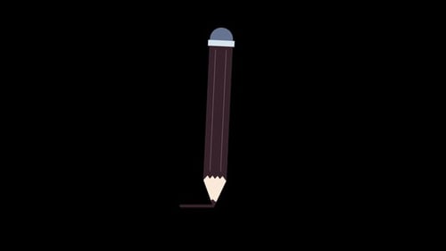 Pencil Draws a Line in the City 2D Animation Alpha Channel