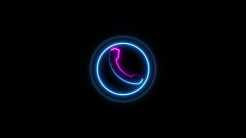 Glowing Neon Phone Icon in Pulsing Blue Circle Animation