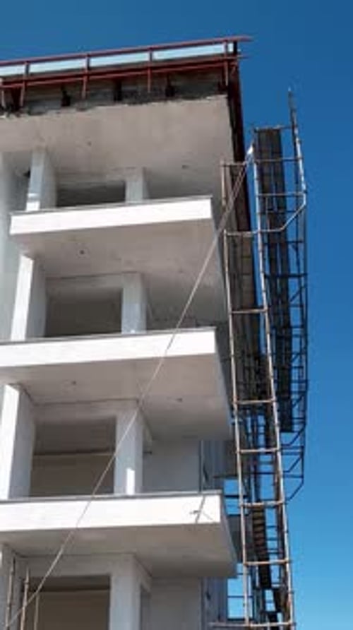 Vertical Video Aerial View Construction Site Work on Site