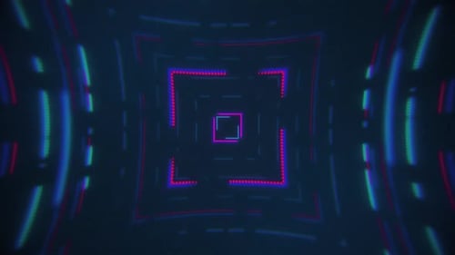 Futuristic Neon Geometric Tunnel Loop Background