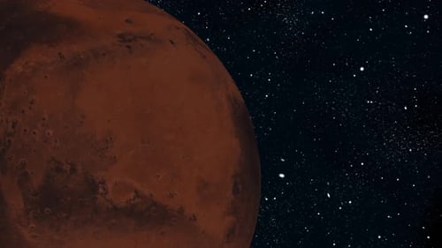 Rotating Mars Planet Animation in Starry Space