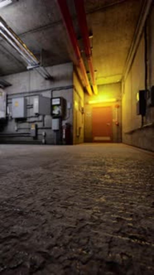 Dimly Lit Empty Underground Parking Lot