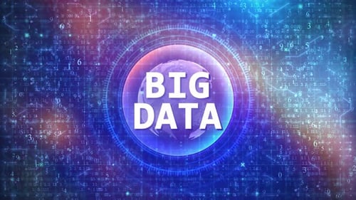 Big Data Concept on Futuristic Cyberspace Background with HUD, Numbers, and Globe