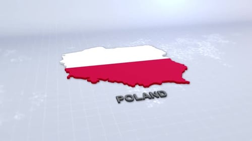 3D Map of Poland with Flag and Country Name Rotation
