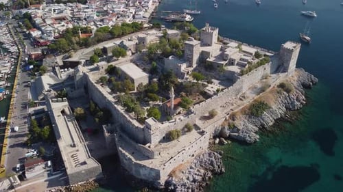 Fantastische Luftaufnahme der Burg von Bodrum in der Türkei