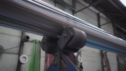 Production line machinery in factory, industrial manufacturing plant