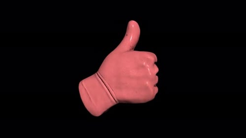 Shiny Pink 3D Hand Thumbs Up Reaction
