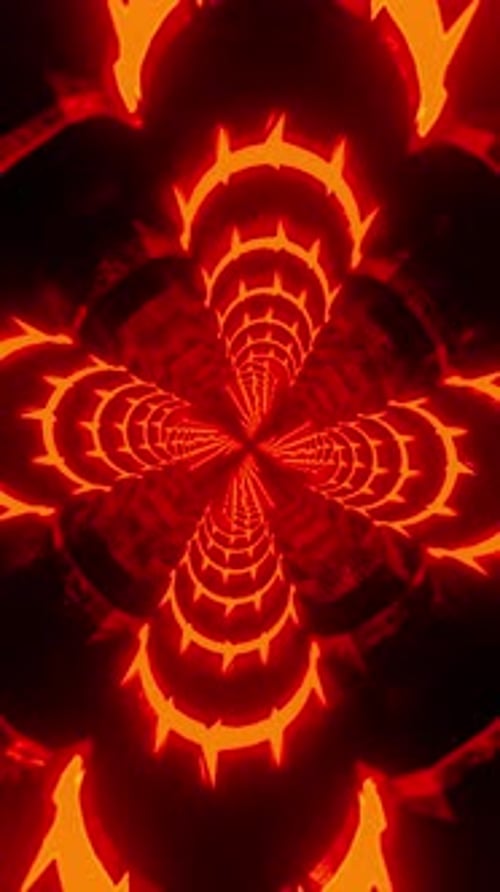 Abstract spinning tunnel with red color. Looped animation