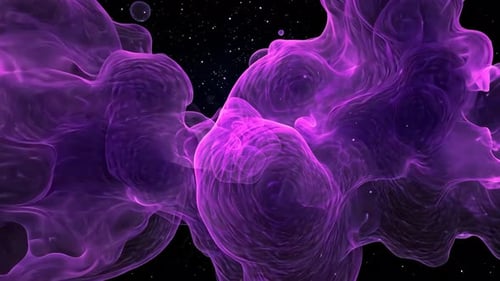 Abstract Purple Fluid Nebula Shapes in Space Loop
