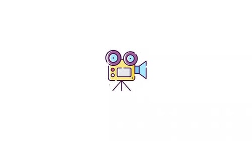 Animated Outlined Film Camera Icon on Tripod