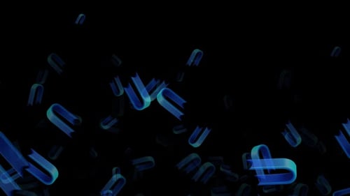 Dynamic Blue Ribbons Falling Abstract Background