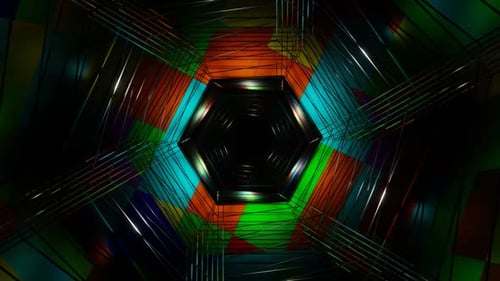 Multicolor Hexagonal Mesh Tunnel Background Vj Loop In HD