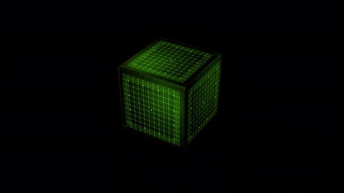 Futuristic Grid Green Box Alpha Channel 4K