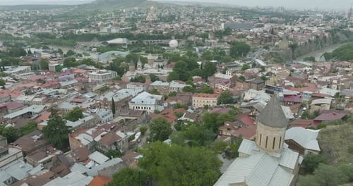 Aerial View of Historic Tbilisi Cityscape