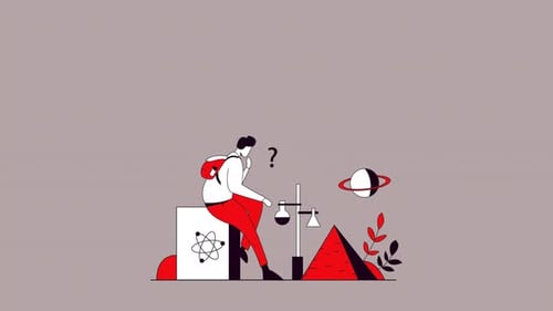 Minimalist Science Education Scene with Question Mark
