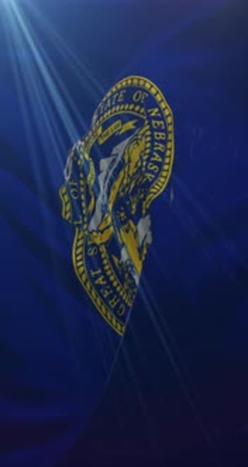 Waving Nebraska State Flag Animation with Light Rays