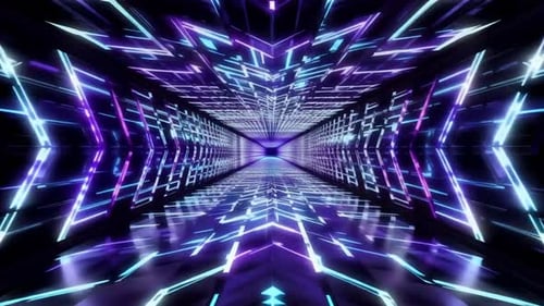 Futuristic Neon Sci Fi Tunnel Animation with Glowing Lights