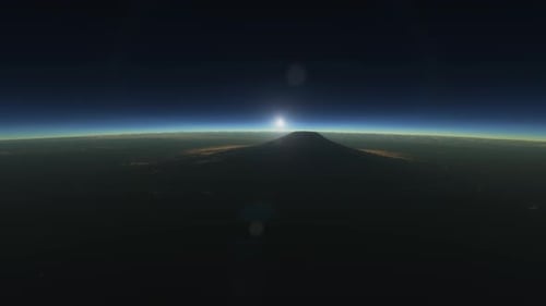 Volcano on Exoplanet in Another Solar System 3d Visualization