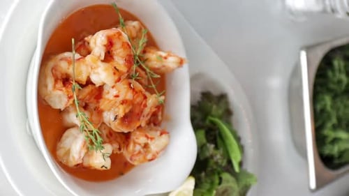 Delicious Shrimp in Red Sauce with Fresh Herbs