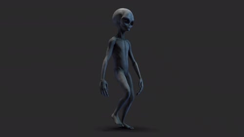 3D Animated Grey Alien Walking Loop