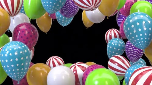Colorful Celebration Balloons Animated Frame Reveal