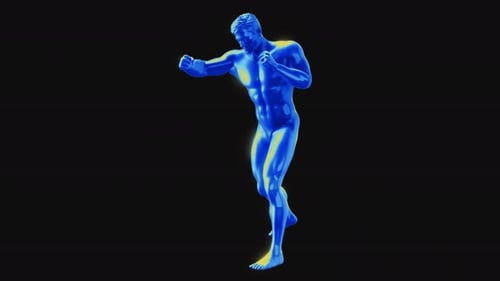 Futuristic Boxer 3D Animation with Dynamic Energy Scan