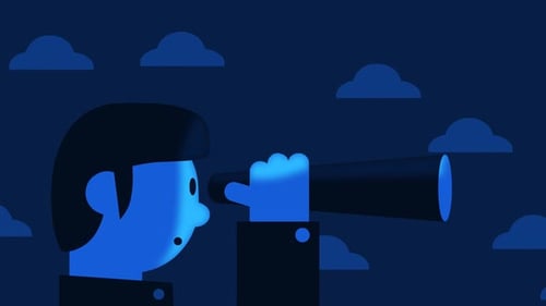 Animated Person Explores with Telescope