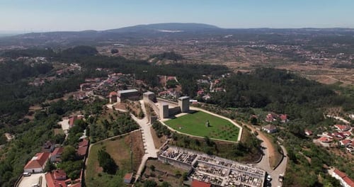 Aerial View City and Medieval Castle of Ourém, Portugal