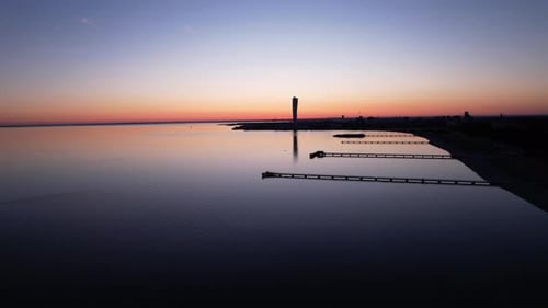 morning sunrise over Sweden's south capturing the turning torso and sun rising over the beautiful to