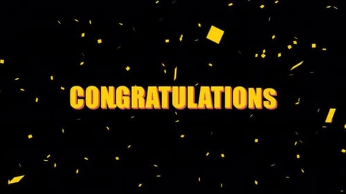 Animated Congratulations Title with Golden Confetti Reveal