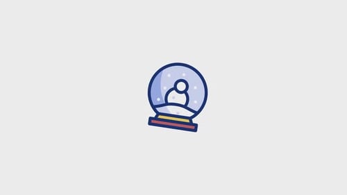 Animated Flat Design Snow Globe Icon with Falling Snow