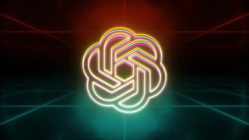 Concepto de letrero de neón ChatGPT, bot chat gpt y tecnología de inteligencia artificial. Animación abstracta de neón