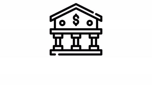 Outline Animation of a Bank Building with Dollar Sign