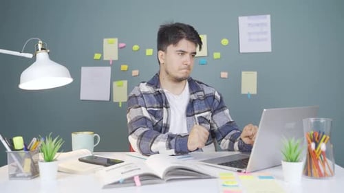Male student with bad Exam Results.