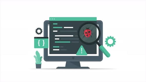 Animated Flat Design Code Debugging Illustration
