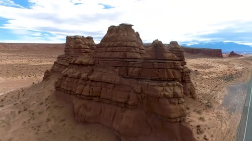 Beautiful aerial footage of canyons full of red rocks in utah