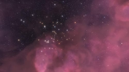 Vaisseau spatial voyageant à la vitesse de la lumière à travers une nébuleuse rouge dans l'espace Animation 3D
