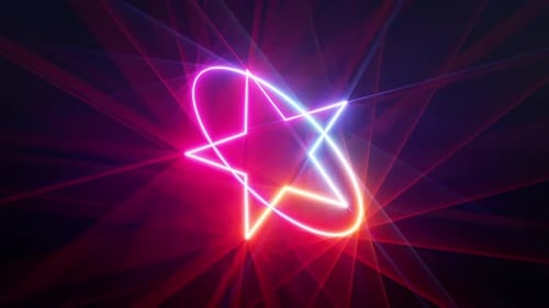 Rotating Neon Star and Oval Geometric Loop