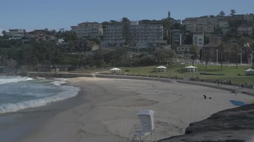 Panoramic View Of Bronte Beach From Coastal Walk - Coronavirus Pandemic - Sydney, NSW, Australia. -