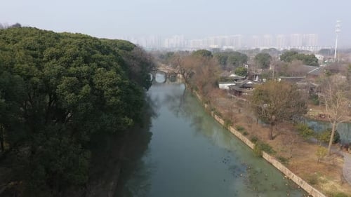 Aerial View of Suzhou Tiger Hill Park Scenery and Leaning Pagoda Suzhou City Jiangsu Province China
