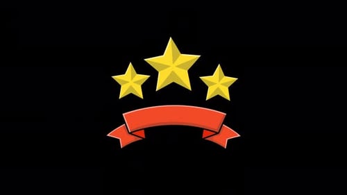 Animated Three Golden Stars with Ribbon Badge