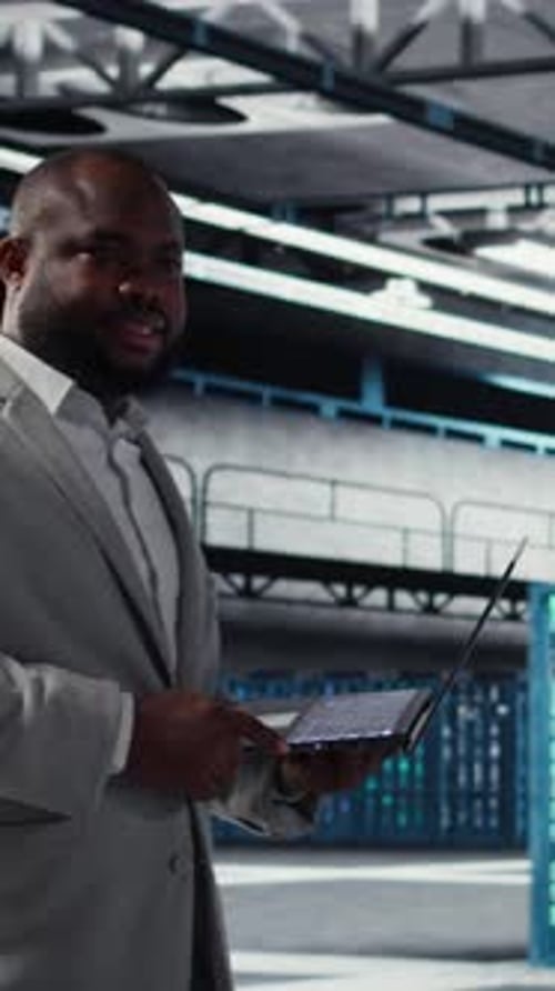 Vertical Video Cheerful Data Center System Administrator Reviews Code for Automation Scripts