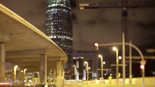 Barcelona Urban Traffic Timelapse at Night
