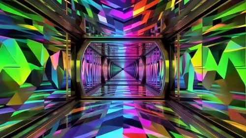 Abstract Colorful Geometric Neon Tunnel Loop