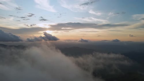 Scenic Sunset Drone Flight In Cloudy Colorful Sky, 4K Costa Rica