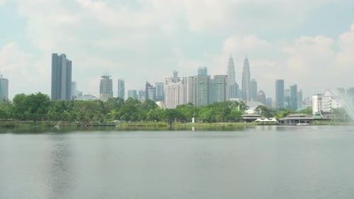 Awesome Kuala Lumpur skyline. Panning motion