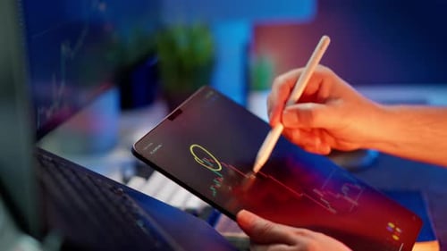 Análise técnica de gráficos de criptomoedas da interface Blockchain Exchange