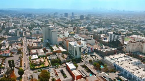 Sunlit landscape of a vibrant metropolis at daytime. Los Angeles, California, USA